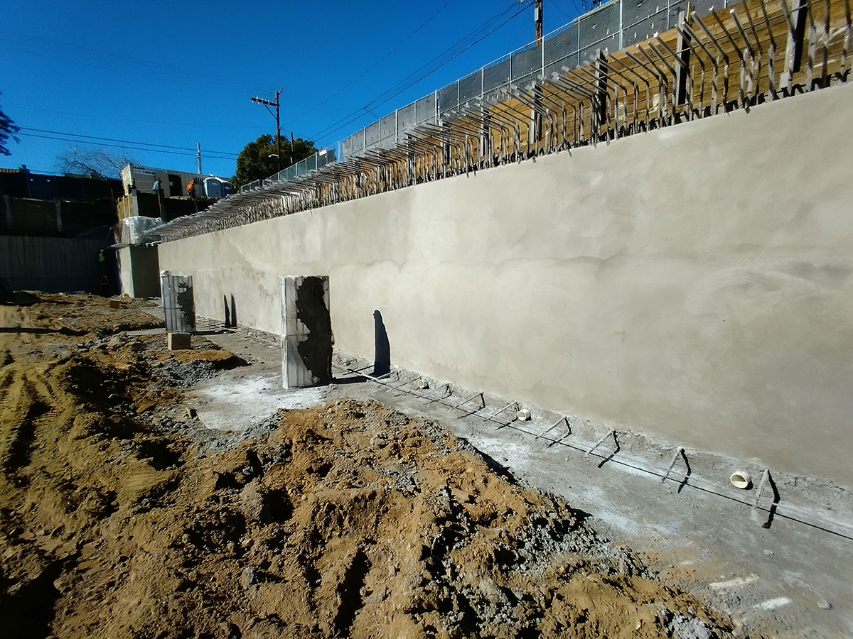 Pouring concrete for a foundation